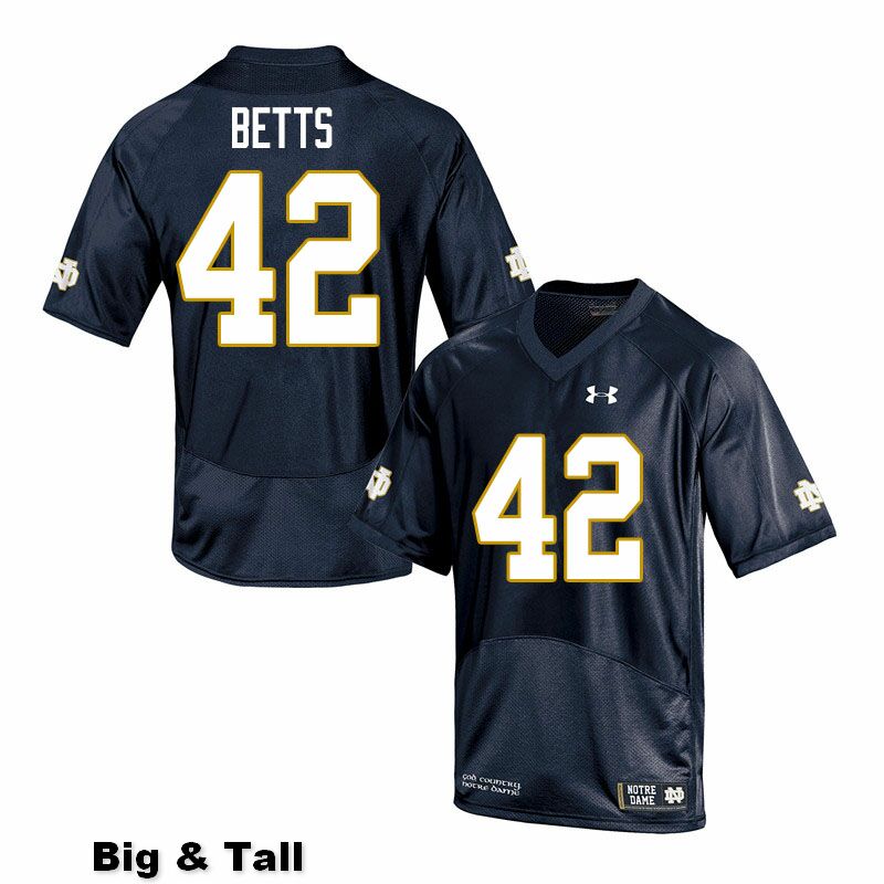 Men's NCAA Notre Dame Fighting Irish #42 Stephen Betts Stitched College Under Armour Authentic Navy Big & Tall Football Jersey HD10C66SQ